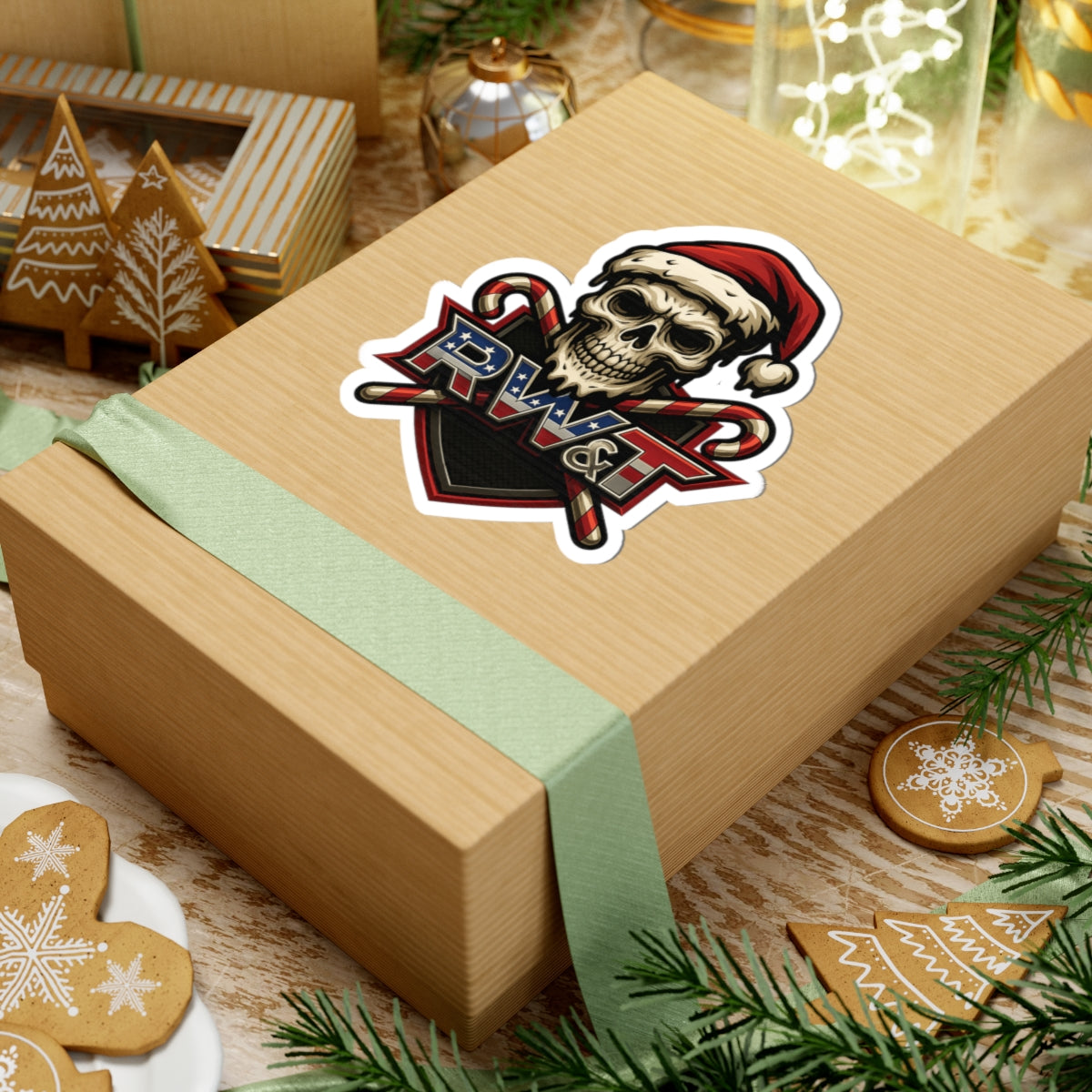 Christmas Skull Stickers, Holiday Decor, Gothic Aesthetic, Unique Gift for Friends, Laptop Stickers, Seasonal Decorations