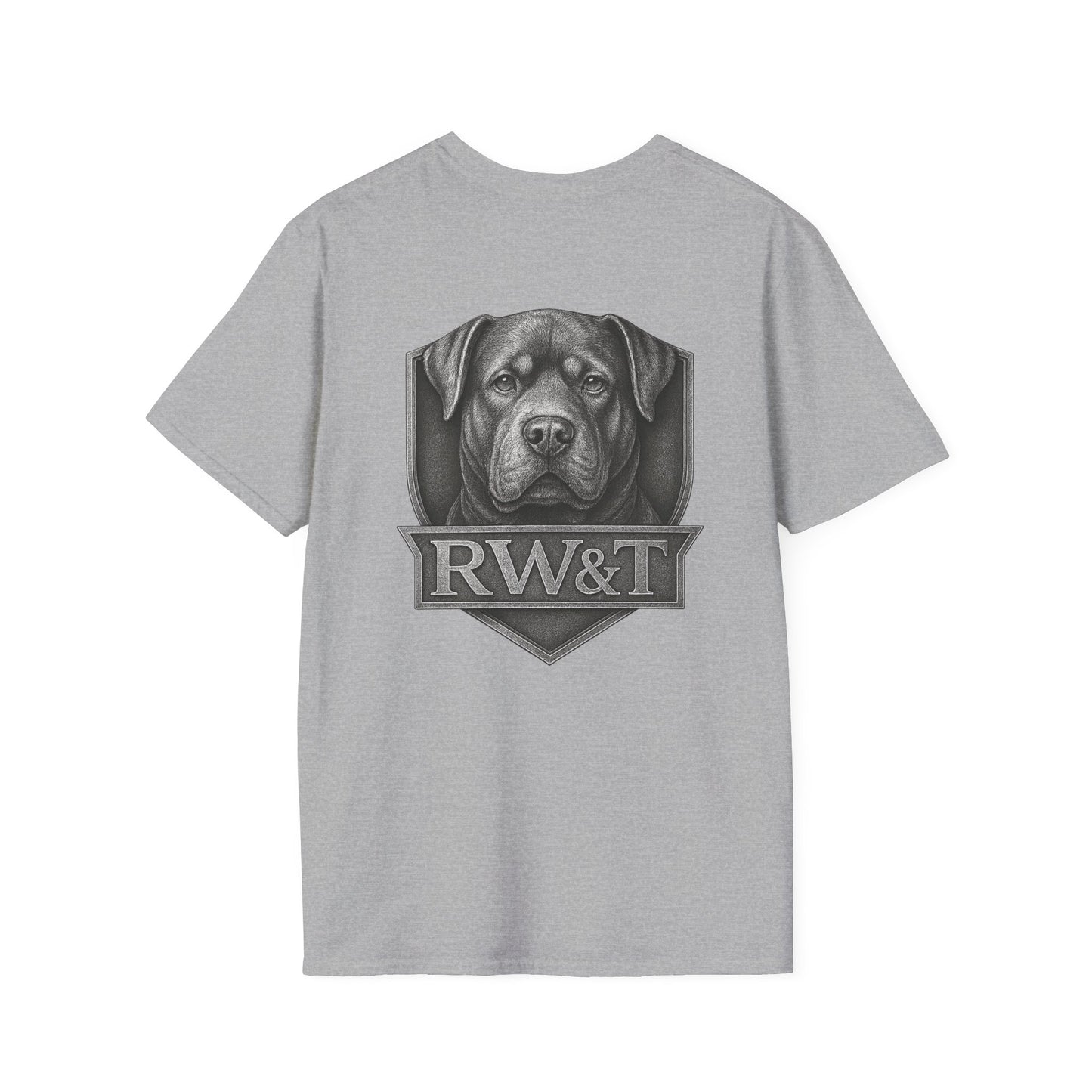 RW&T Rottweiler | Rugged Pet Lover T-Shirt, Graphic Tee for Dog Owners, Softstyle Cotton Shirt, Gift for Pet Lovers, Casual Wear, Animal Lover Apparel