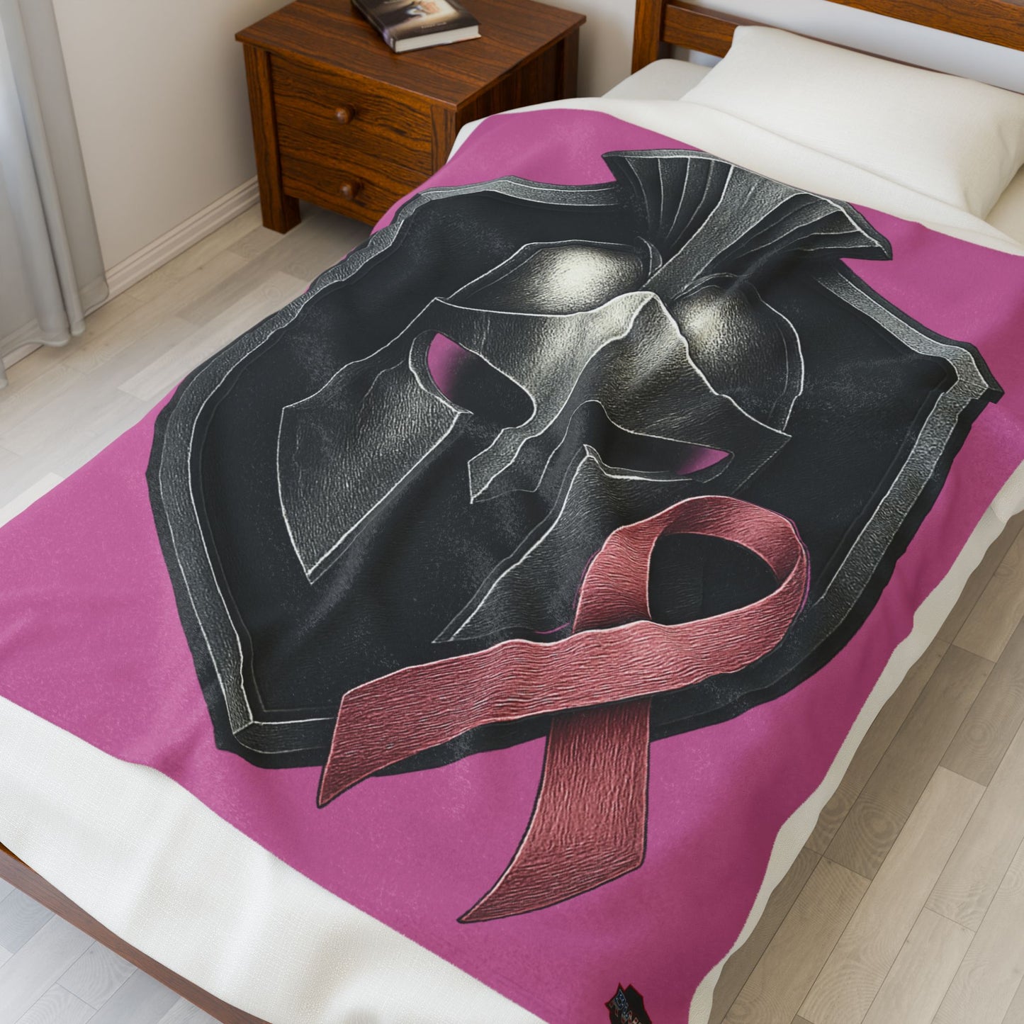 Breast Cancer Awareness | Plush Blanket | Spartan Helmet | Pink Ribbon