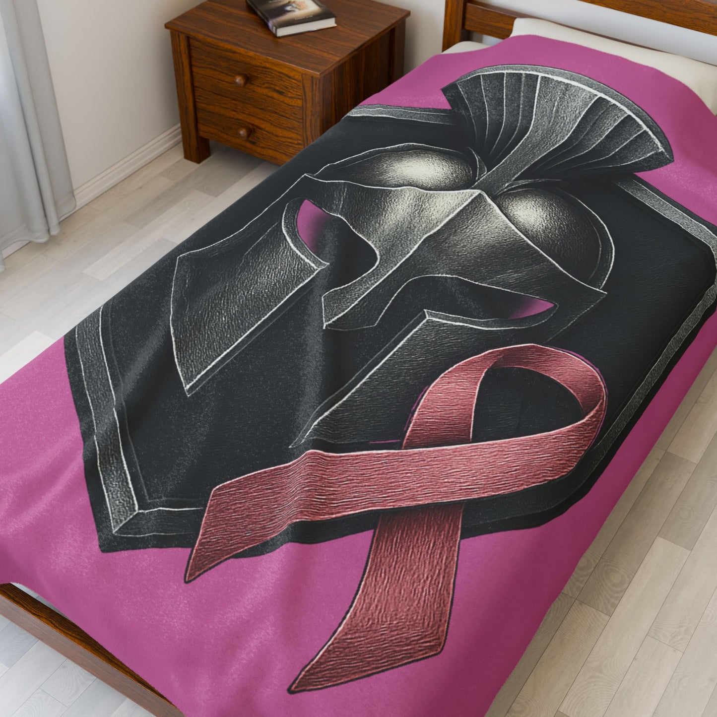 Breast Cancer Awareness | Plush Blanket | Spartan Helmet | Pink Ribbon