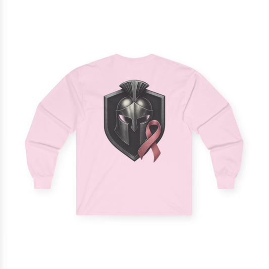 Breast Cancer Awareness | Long Sleeve Tee | Pink Ribbon | Spartan Helmet