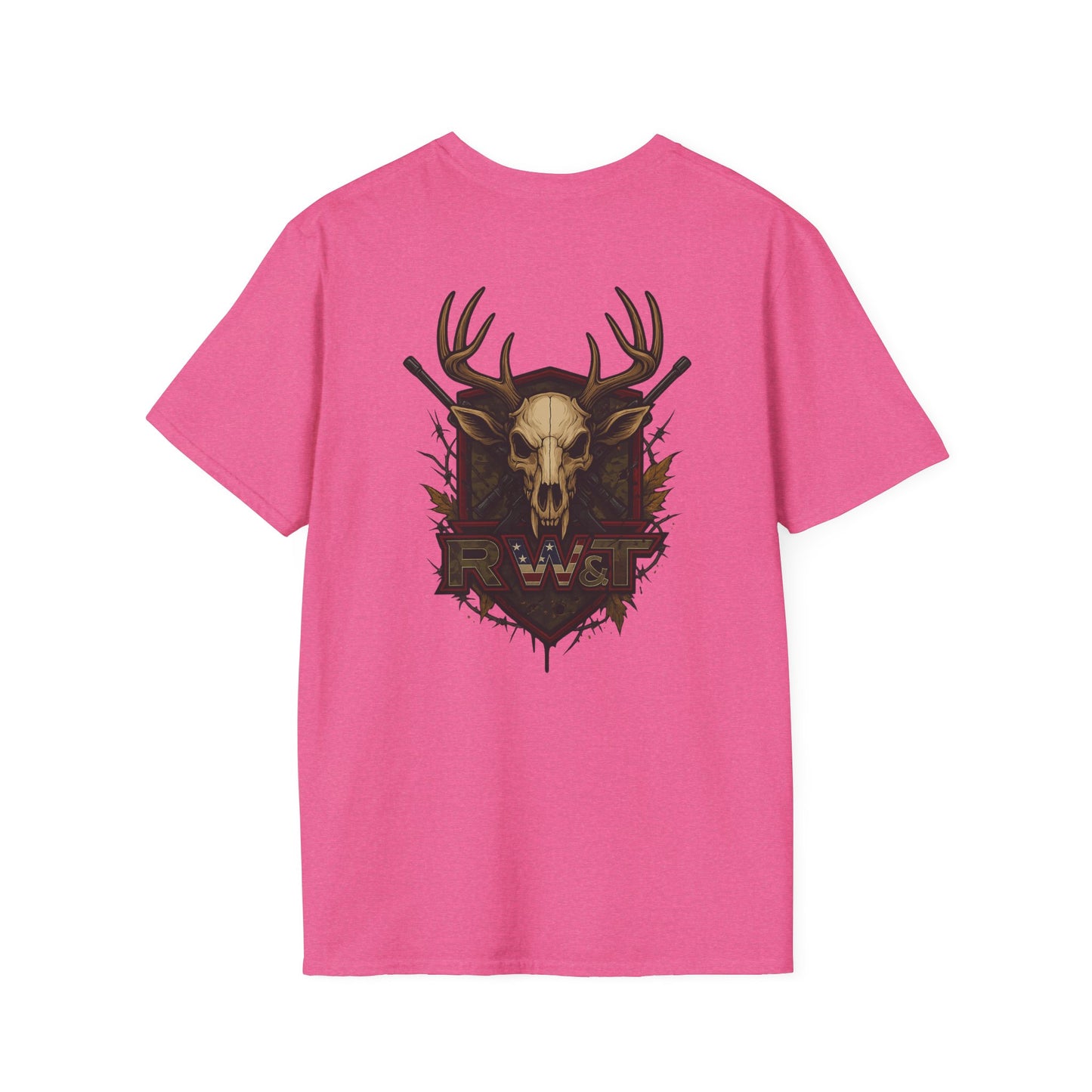 🎯 “RW&T Hunting Skull – Antlers & Rifles Edition” | Unisex Softstyle T-Shirt