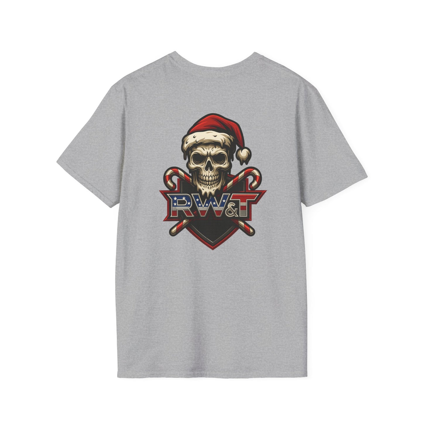 Holiday Skull Graphic T-Shirt, Unisex Softstyle Tee, Casual Wear, Gift for Halloween, Christmas Shirt, Festive Apparel