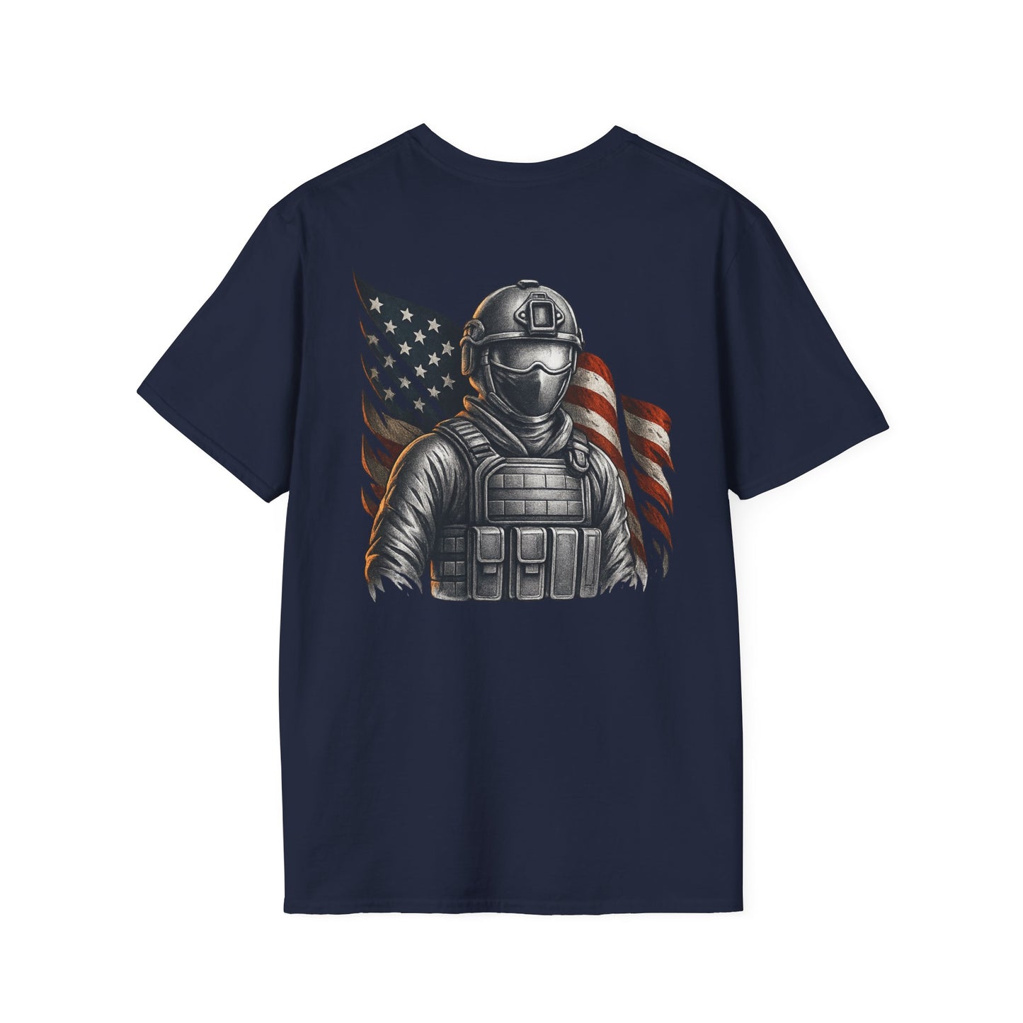 Patriotic Graphic T-Shirt - Unisex Softstyle Tee, Veteran Gift, Casual Wear, Independence Day Celebration, Everyday Style