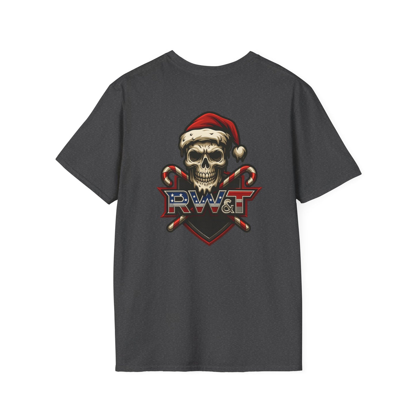 Holiday Skull Graphic T-Shirt, Unisex Softstyle Tee, Casual Wear, Gift for Halloween, Christmas Shirt, Festive Apparel