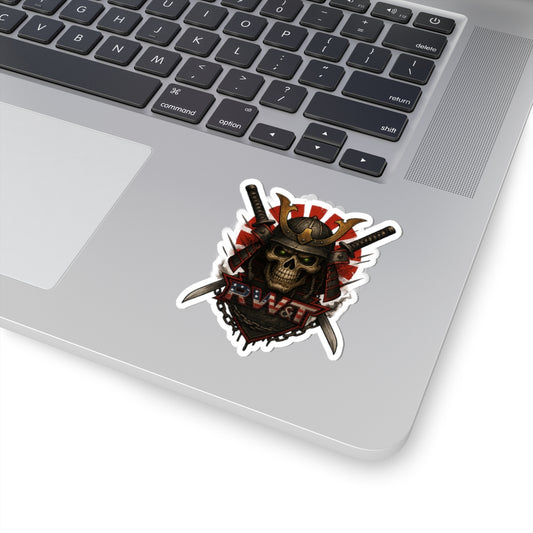 Samurai Skull Kiss-Cut Stickers, Unique Stickers for Laptops, Water Bottles, Decor, Gifts for Men, Halloween