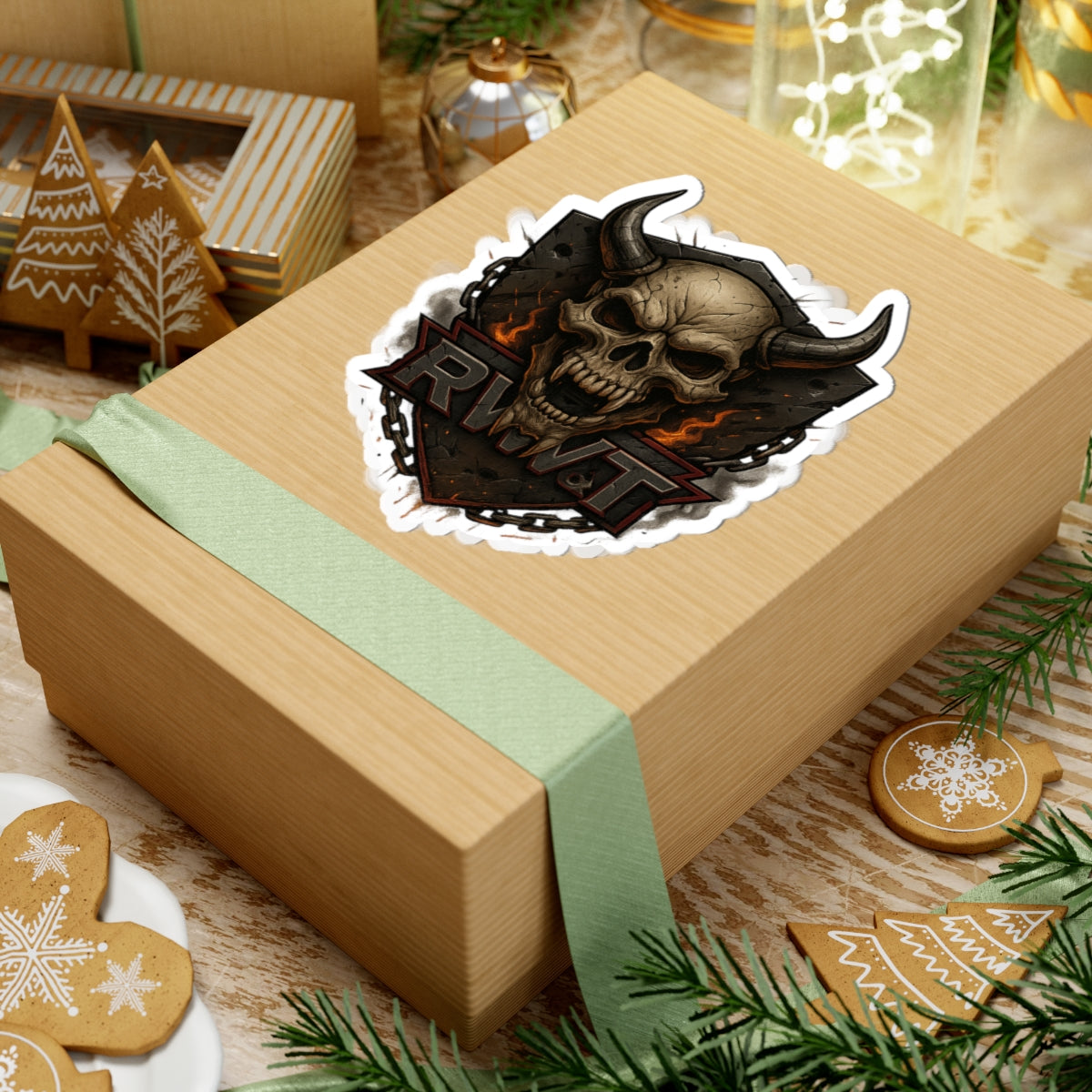 Gothic Skull Kiss-Cut Stickers | Edgy Laptop Decor | Unique Gifts for Bikers & Alternative Culture | Halloween Decor | Cool Art Stickers