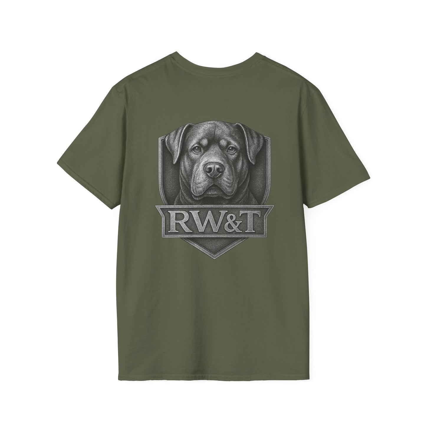 RW&T Rottweiler | Rugged Pet Lover T-Shirt, Graphic Tee for Dog Owners, Softstyle Cotton Shirt, Gift for Pet Lovers, Casual Wear, Animal Lover Apparel
