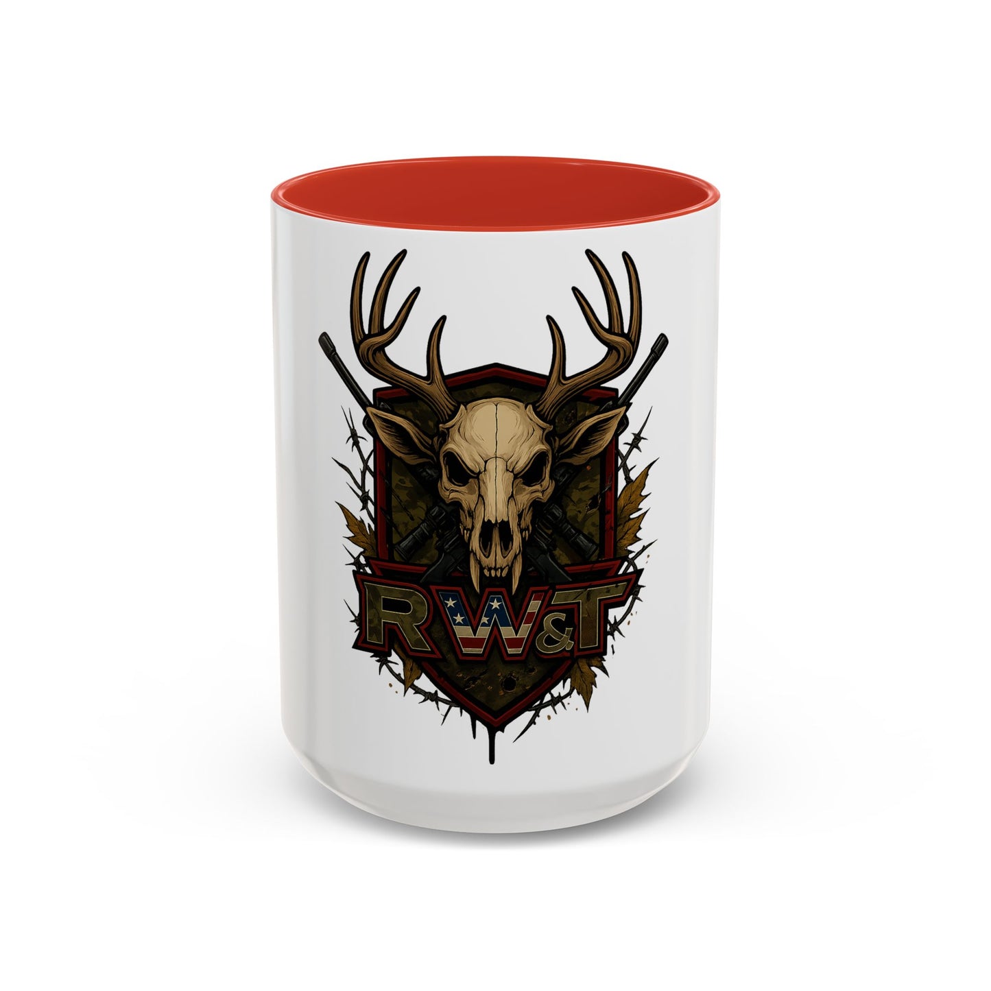 🎯 “RW&T Hunting Skull – Antlers & Rifles Edition” | Hunting-Themed Coffee Mug | Outdoor Enthusiast Gift | Rustic Home Decor | 11/15oz Accent Mug | Perfect for Campers & Hunters, Holiday Gift