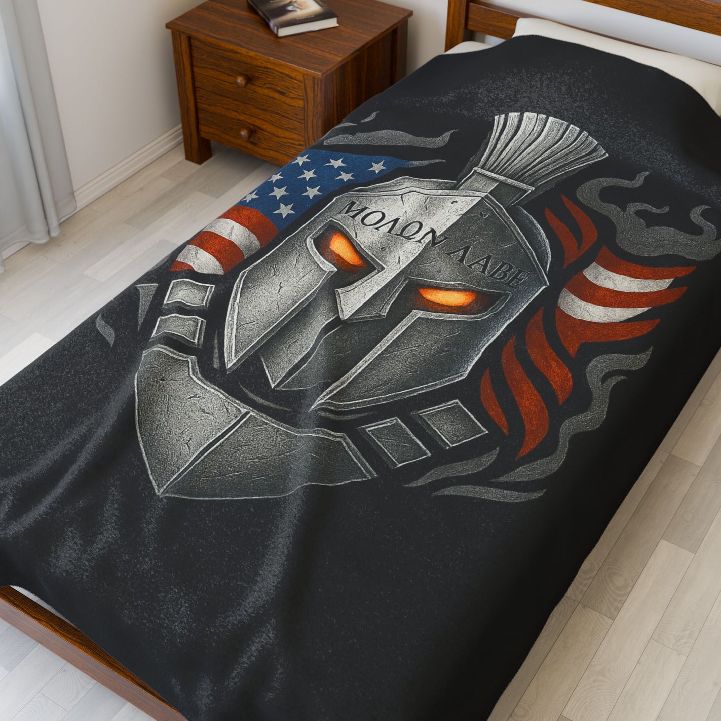 Plush Blanket | Spartan helmet | American Flag