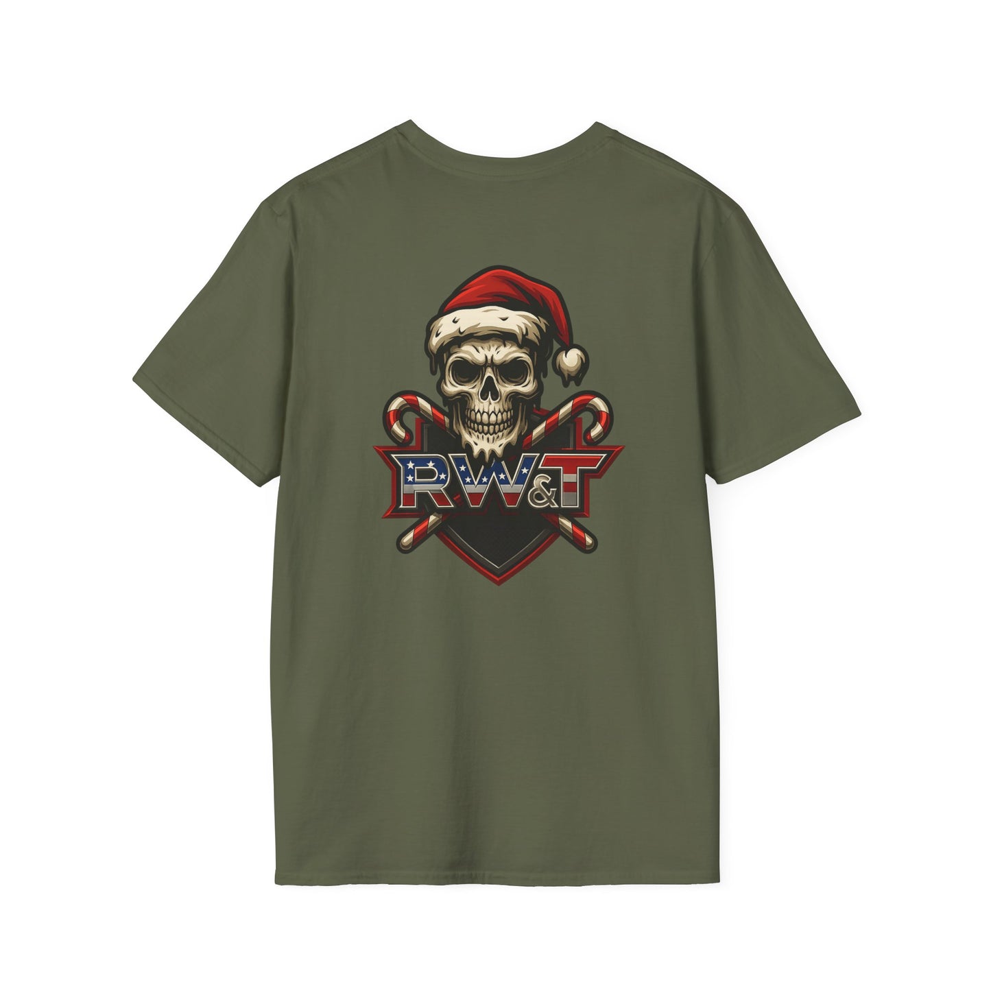 Holiday Skull Graphic T-Shirt, Unisex Softstyle Tee, Casual Wear, Gift for Halloween, Christmas Shirt, Festive Apparel