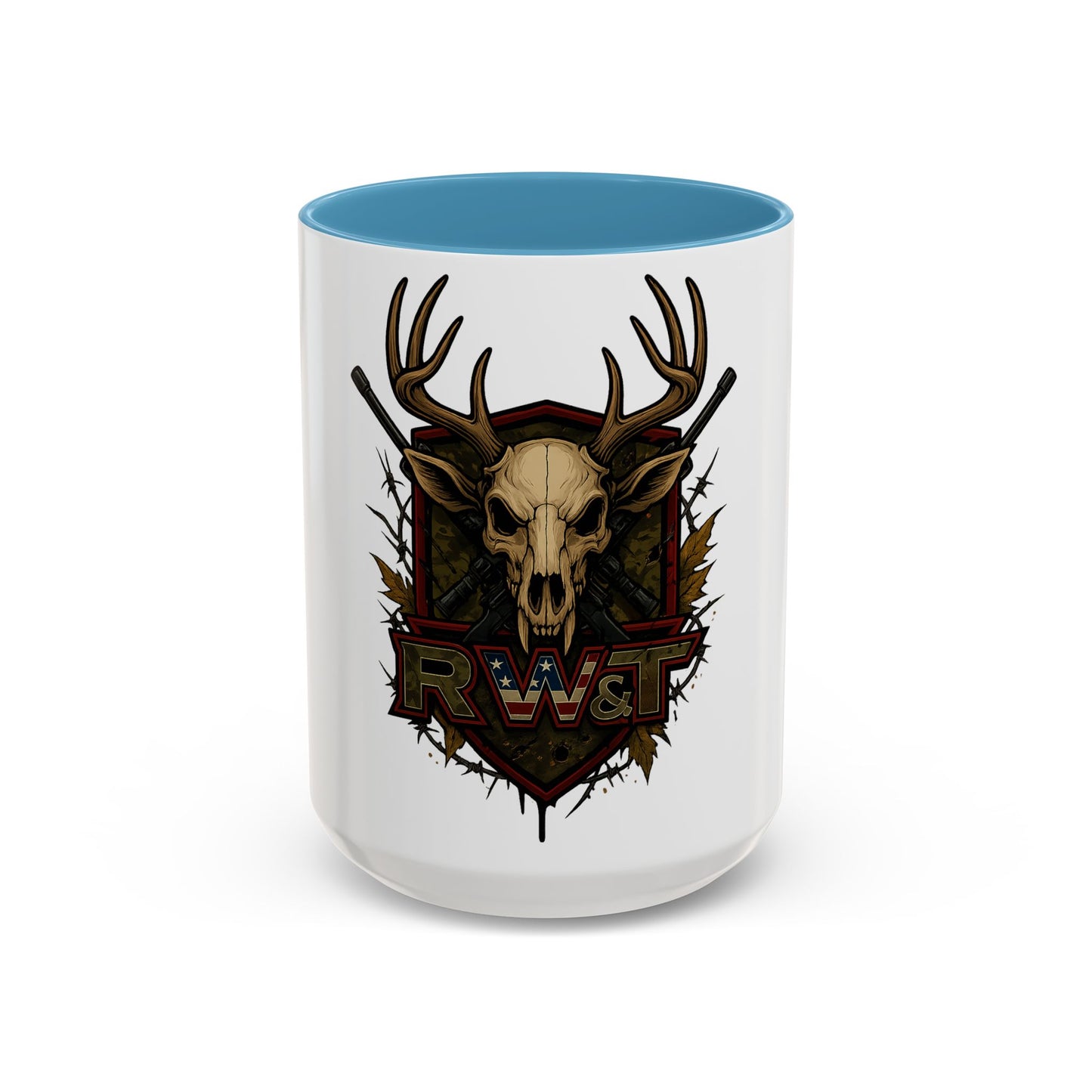 🎯 “RW&T Hunting Skull – Antlers & Rifles Edition” | Hunting-Themed Coffee Mug | Outdoor Enthusiast Gift | Rustic Home Decor | 11/15oz Accent Mug | Perfect for Campers & Hunters, Holiday Gift