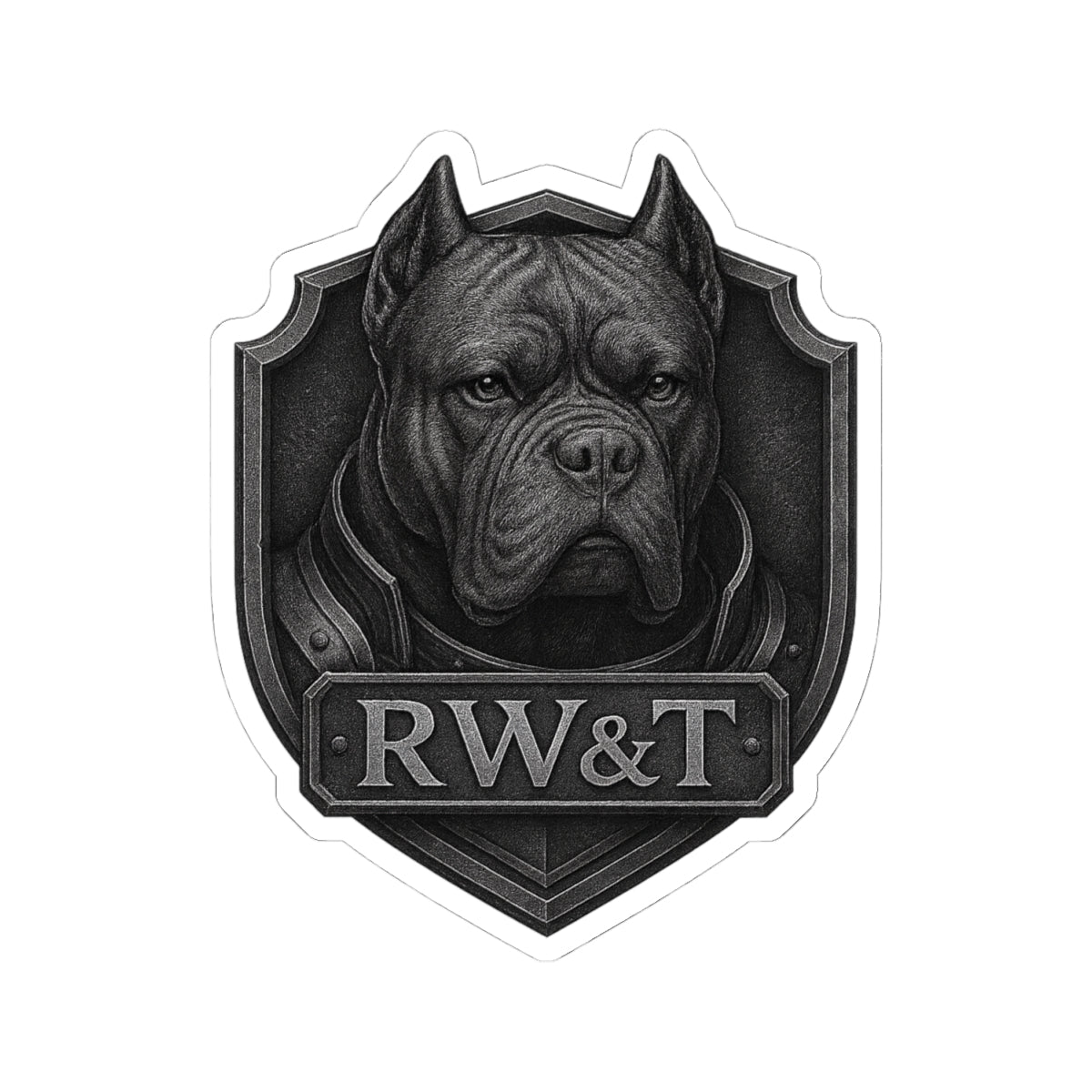 Bold Dog Kiss-Cut Stickers, Pet Lover Gift, Laptop Decoration, Customizable Stickers, Unique Dog Artwork, Shield Design