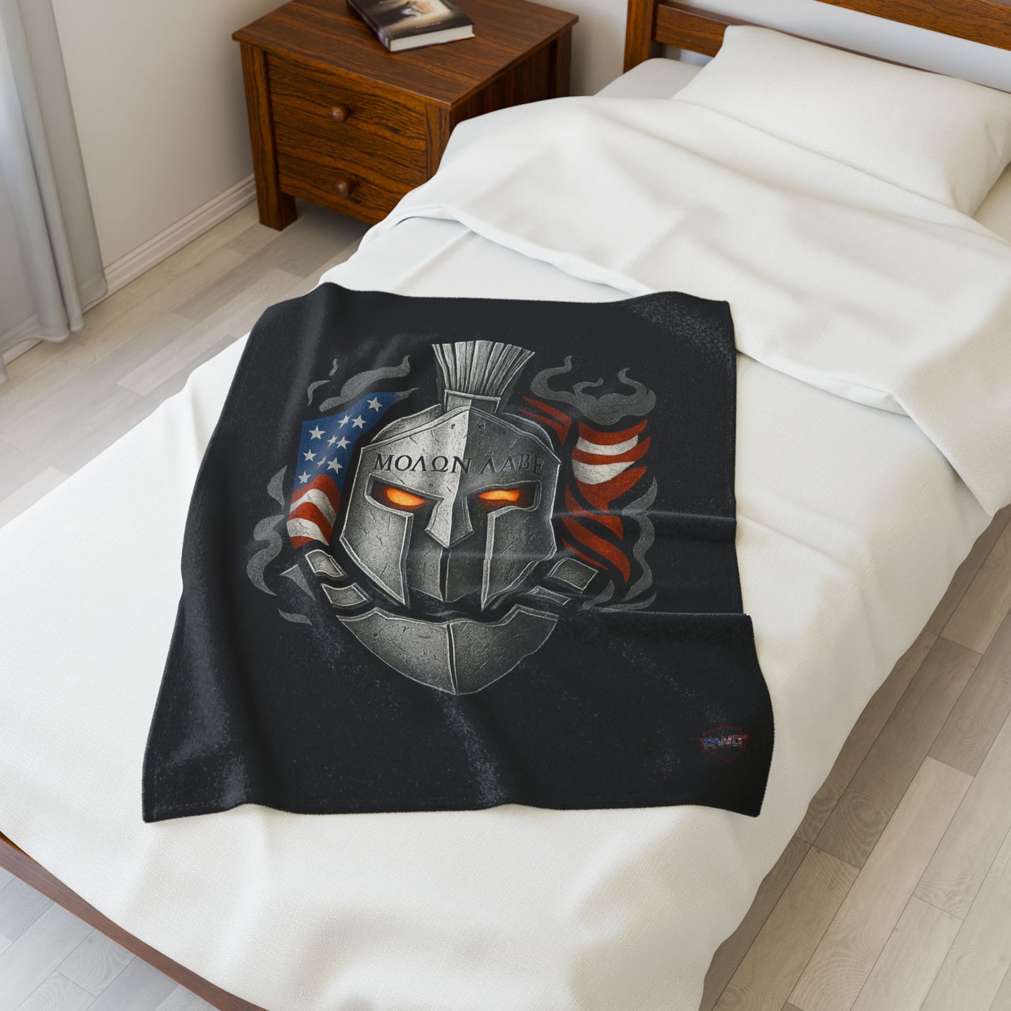 Plush Blanket | Spartan helmet | American Flag