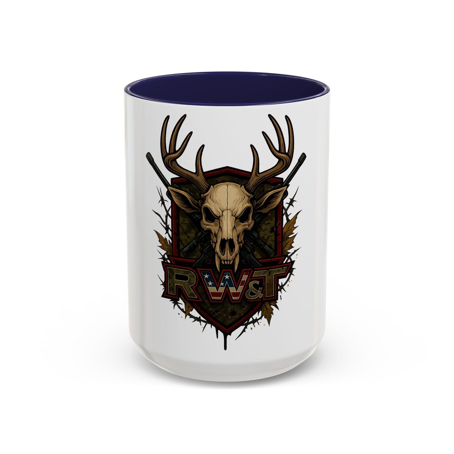 🎯 “RW&T Hunting Skull – Antlers & Rifles Edition” | Hunting-Themed Coffee Mug | Outdoor Enthusiast Gift | Rustic Home Decor | 11/15oz Accent Mug | Perfect for Campers & Hunters, Holiday Gift