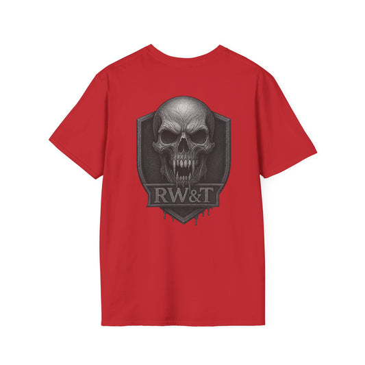 Edgy Graphic T-Shirt, Unisex Softstyle Tee, Skull Design, Casual Wear, Gifts for Him/Her, Halloween Apparel