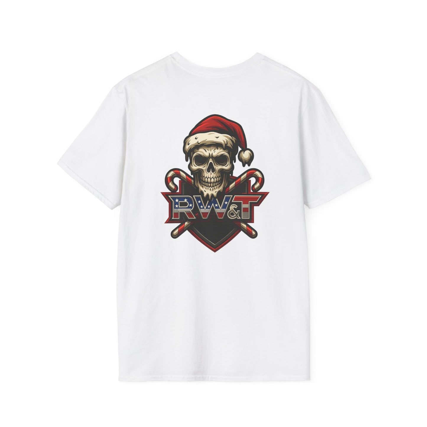 Holiday Skull Graphic T-Shirt, Unisex Softstyle Tee, Casual Wear, Gift for Halloween, Christmas Shirt, Festive Apparel