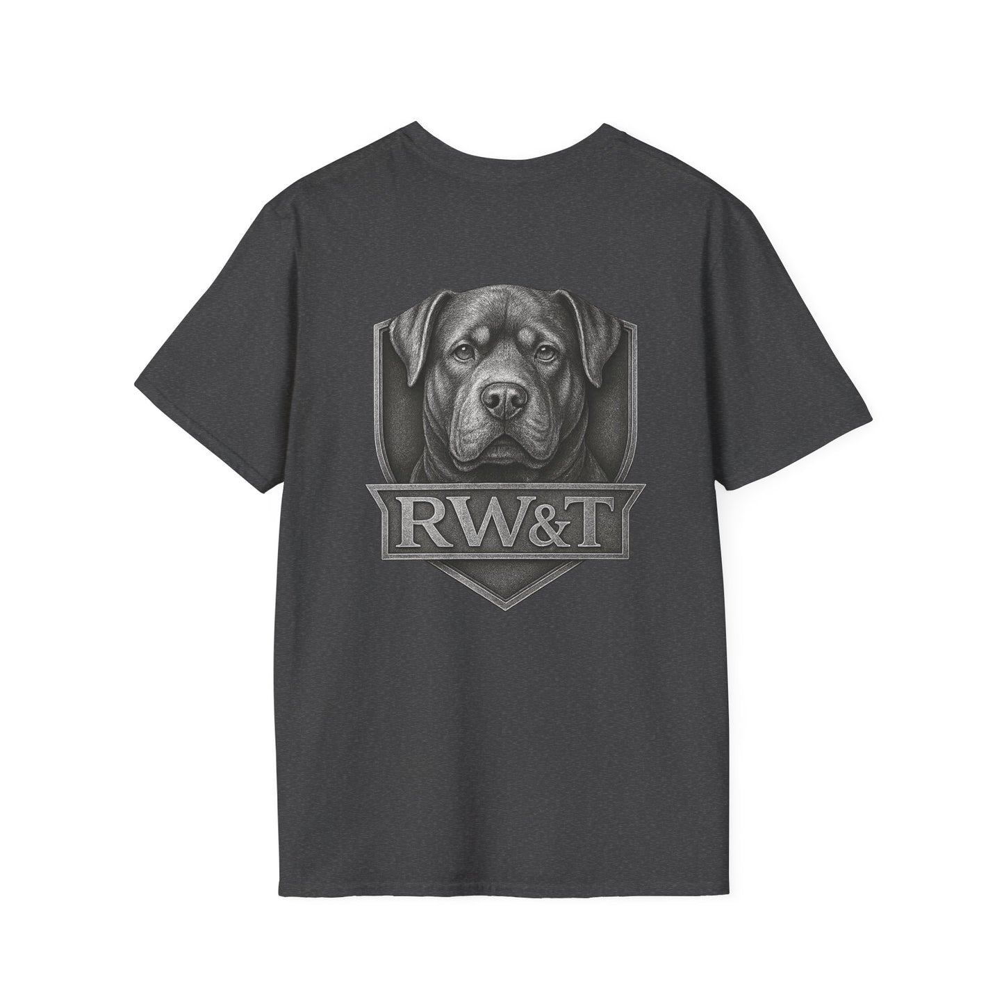RW&T Rottweiler | Rugged Pet Lover T-Shirt, Graphic Tee for Dog Owners, Softstyle Cotton Shirt, Gift for Pet Lovers, Casual Wear, Animal Lover Apparel