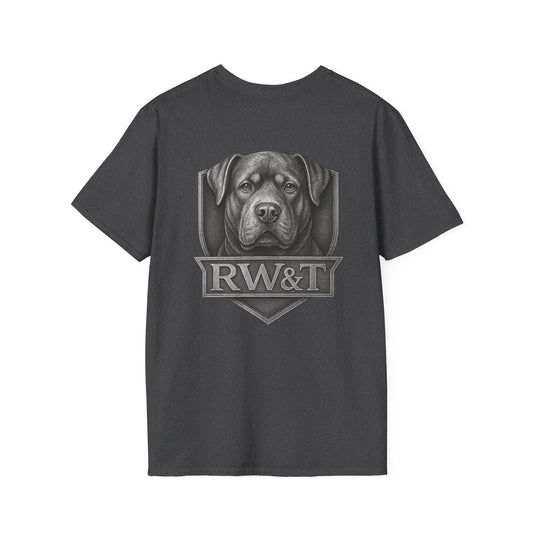 RW&T Rottweiler | Rugged Pet Lover T-Shirt, Graphic Tee for Dog Owners, Softstyle Cotton Shirt, Gift for Pet Lovers, Casual Wear, Animal Lover Apparel