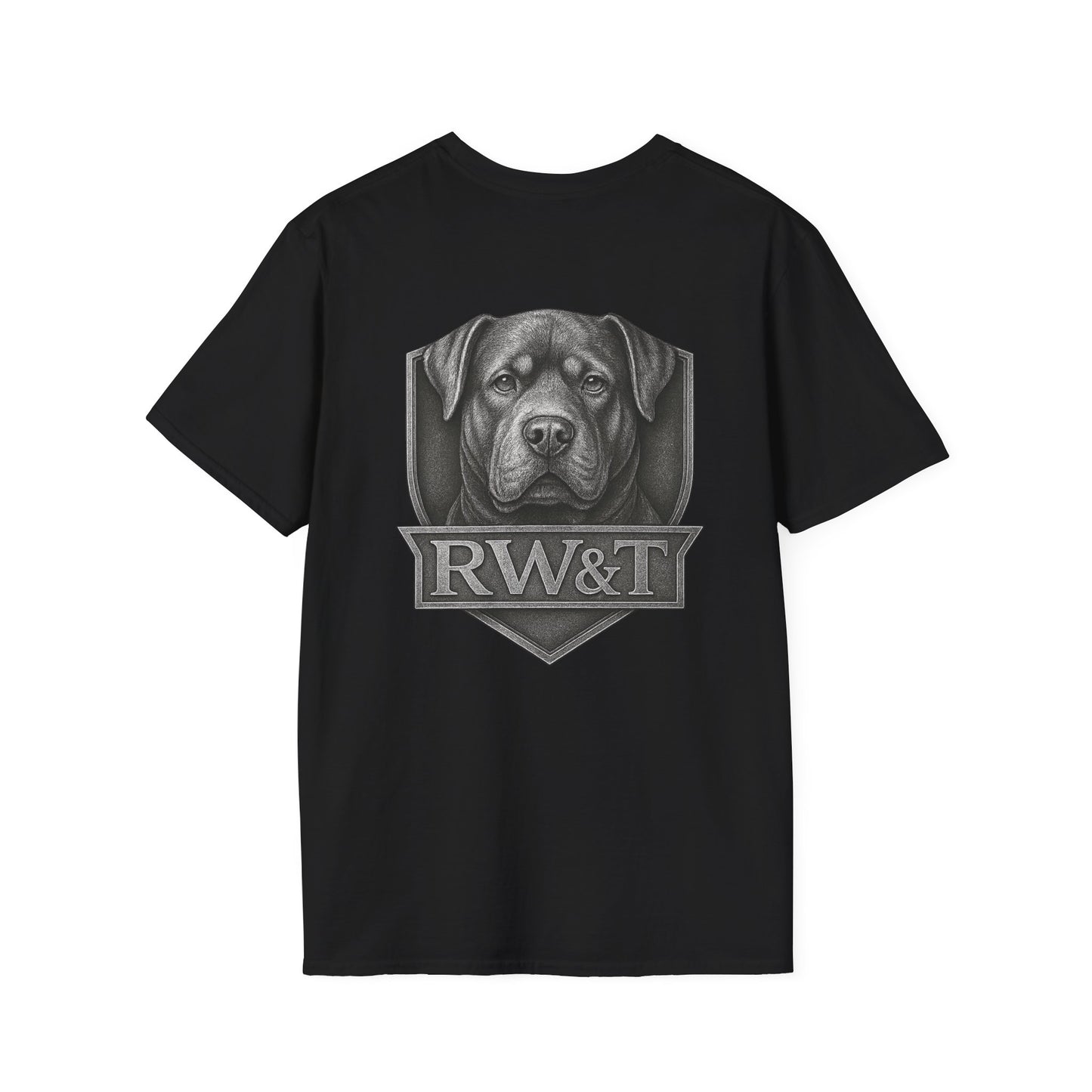 RW&T Rottweiler | Rugged Pet Lover T-Shirt, Graphic Tee for Dog Owners, Softstyle Cotton Shirt, Gift for Pet Lovers, Casual Wear, Animal Lover Apparel