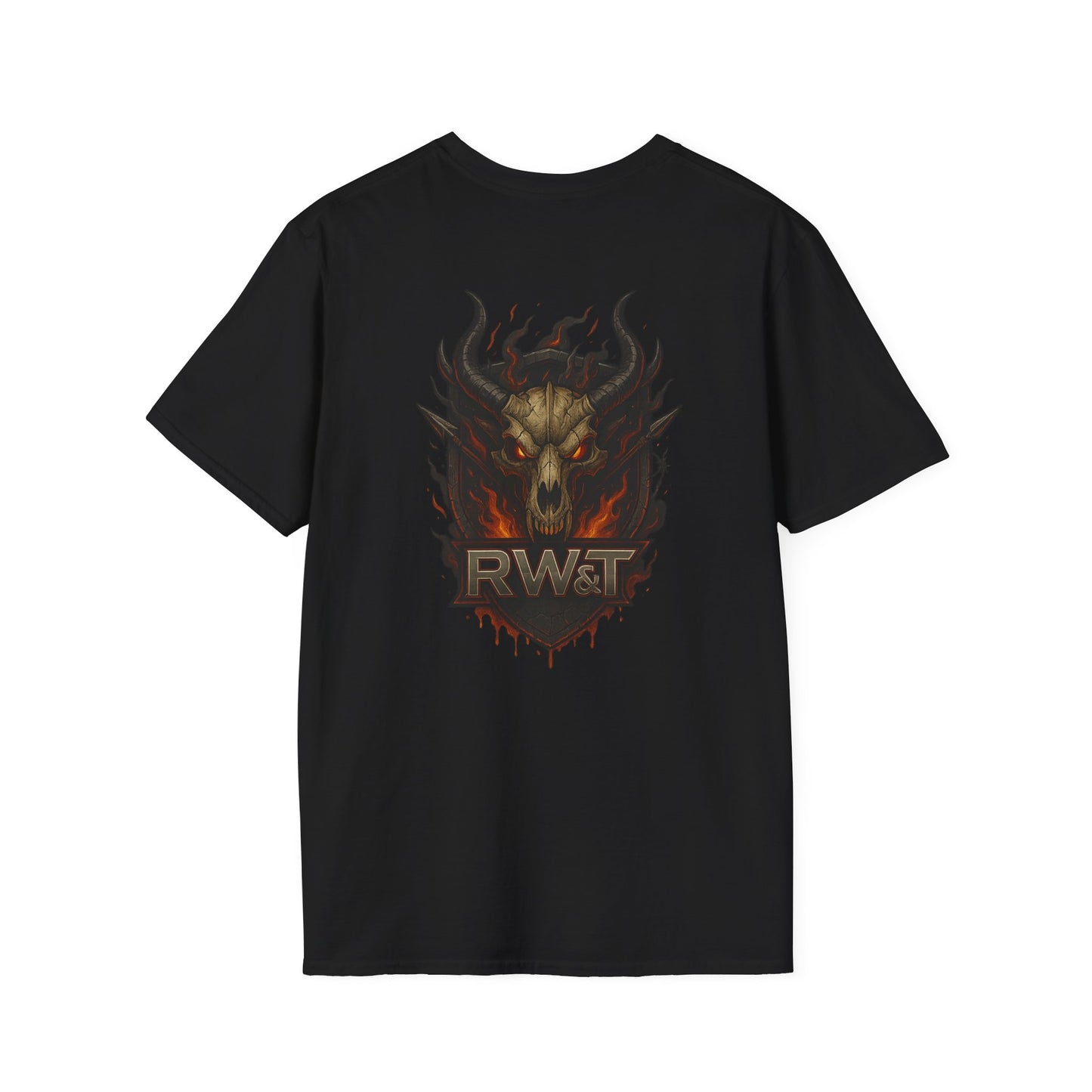 🐉 “RW&T Dragon Skull – Fire & Steel Edition” | Unisex Softstyle T-Shirt