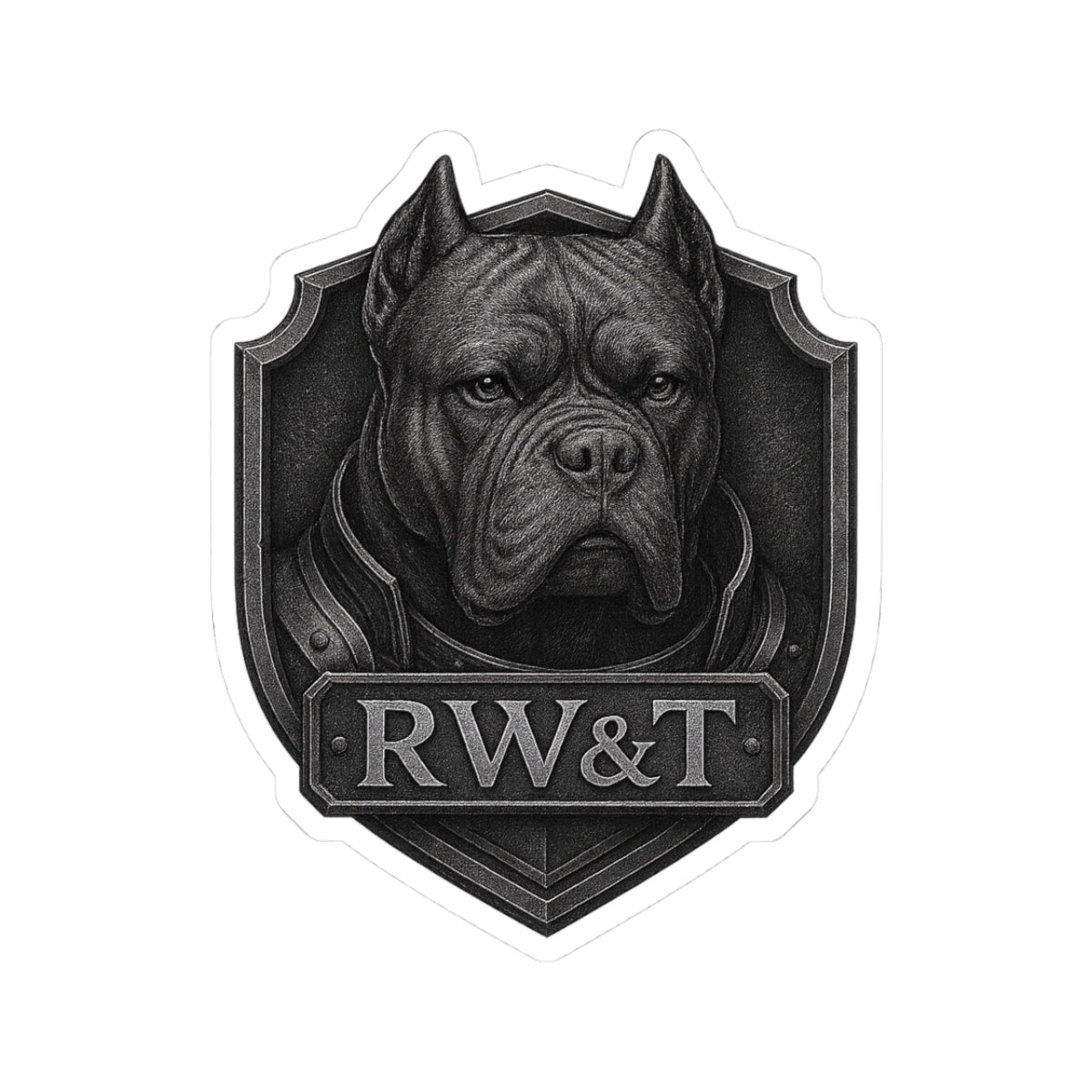 Bold Dog Kiss-Cut Stickers, Pet Lover Gift, Laptop Decoration, Customizable Stickers, Unique Dog Artwork, Shield Design