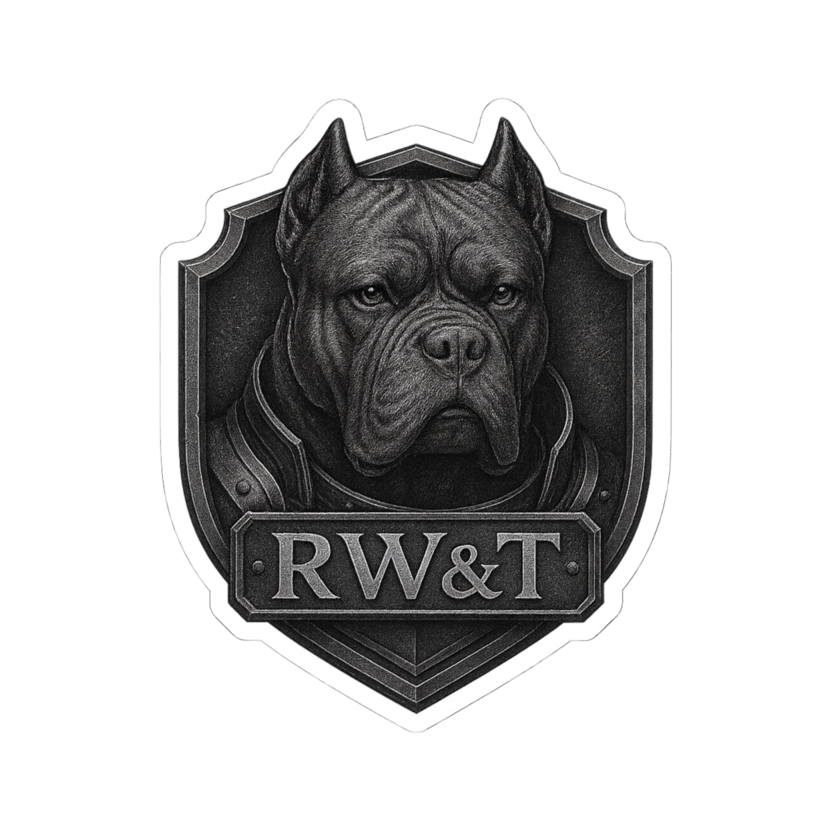 Bold Dog Kiss-Cut Stickers, Pet Lover Gift, Laptop Decoration, Customizable Stickers, Unique Dog Artwork, Shield Design