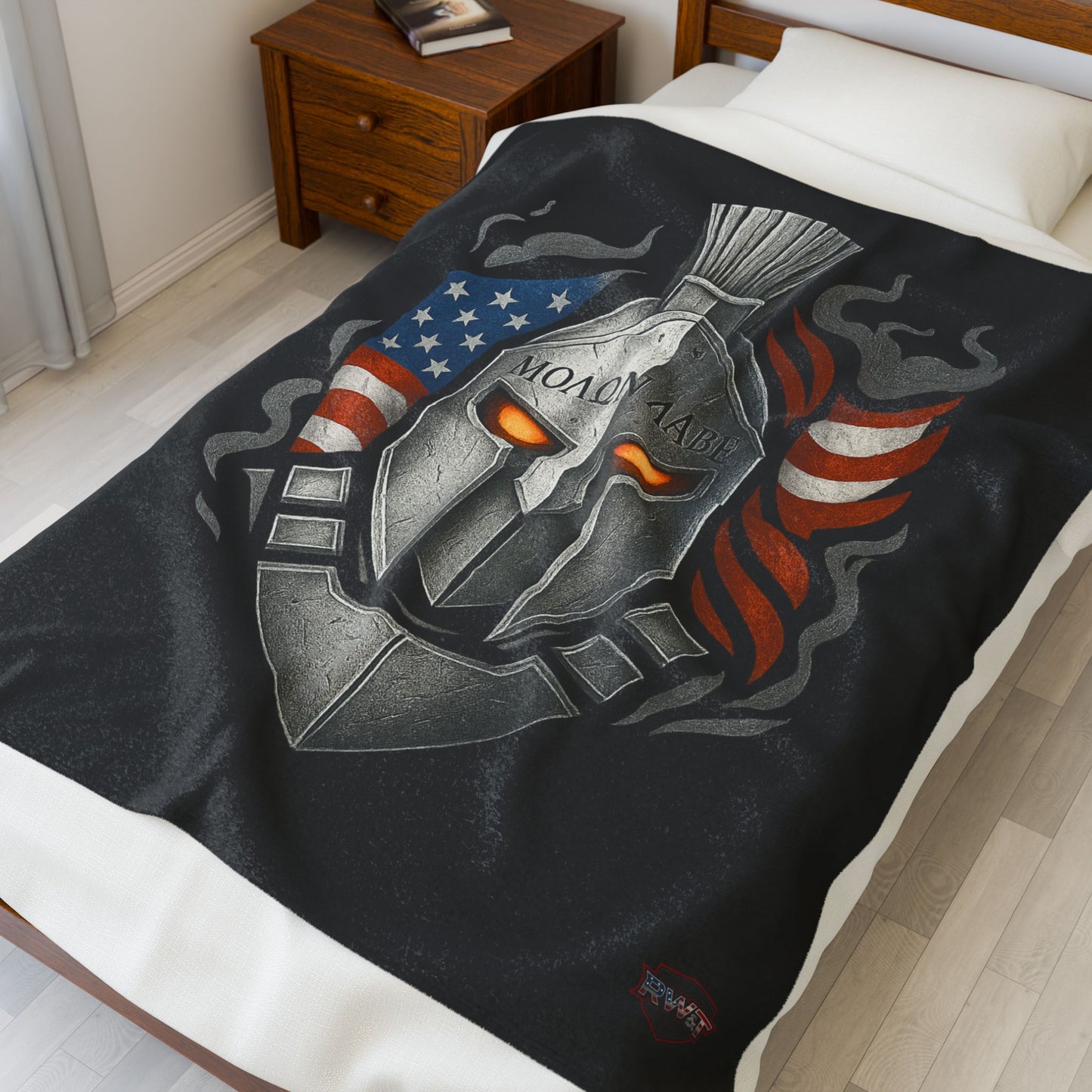 Plush Blanket | Spartan helmet | American Flag