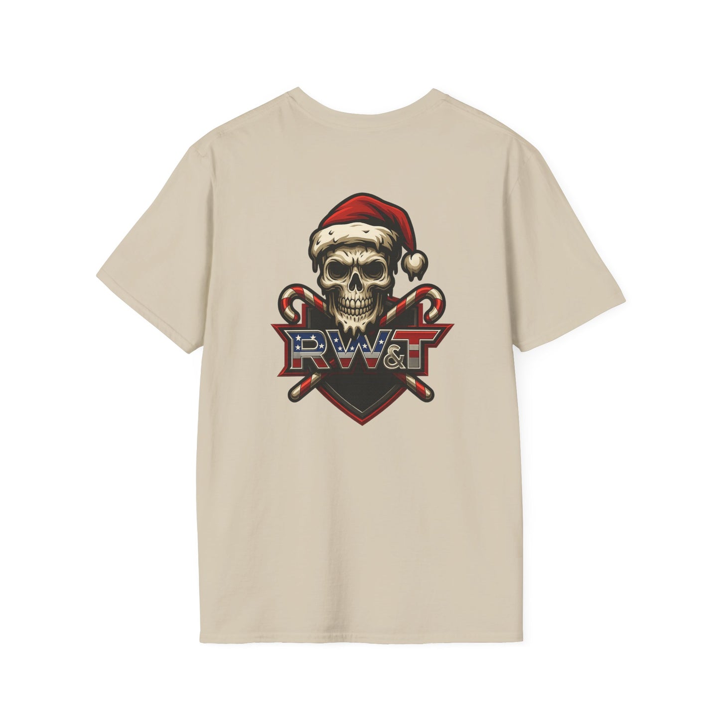 Holiday Skull Graphic T-Shirt, Unisex Softstyle Tee, Casual Wear, Gift for Halloween, Christmas Shirt, Festive Apparel
