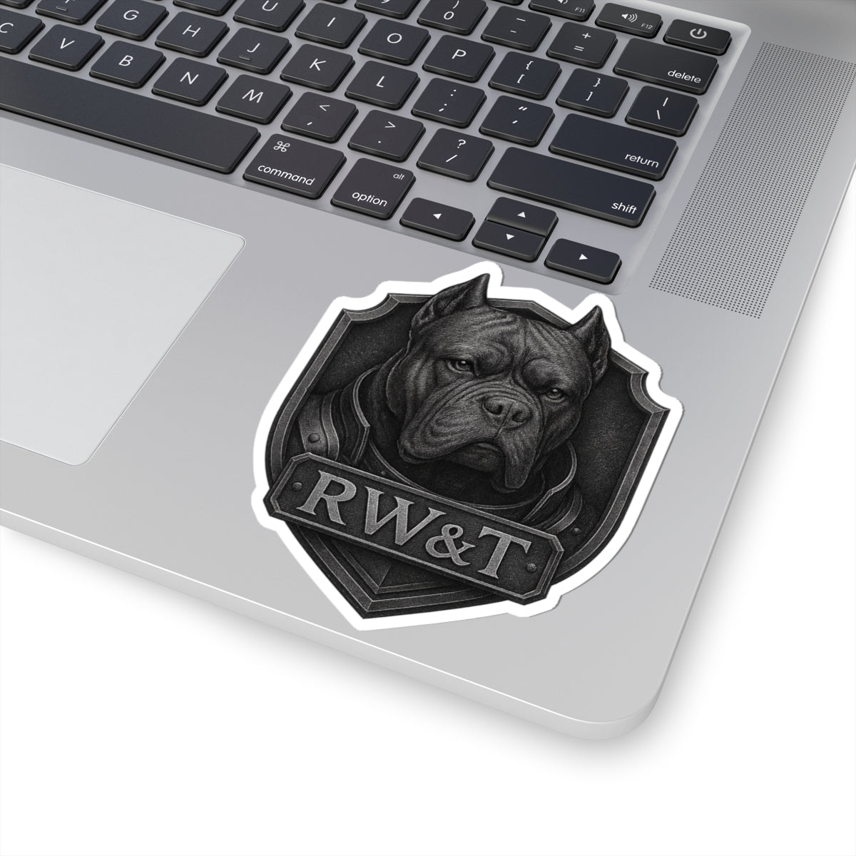 Bold Dog Kiss-Cut Stickers, Pet Lover Gift, Laptop Decoration, Customizable Stickers, Unique Dog Artwork, Shield Design