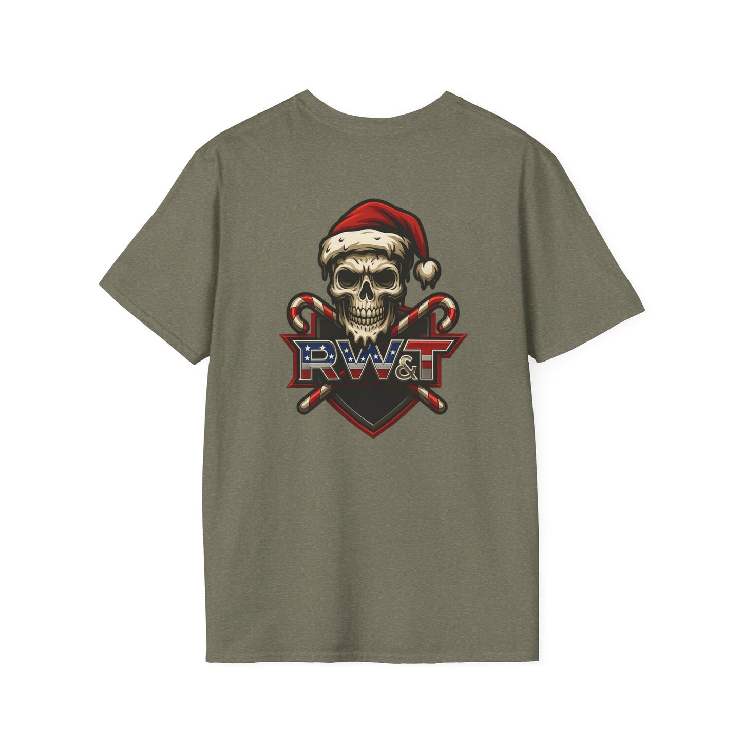 Holiday Skull Graphic T-Shirt, Unisex Softstyle Tee, Casual Wear, Gift for Halloween, Christmas Shirt, Festive Apparel