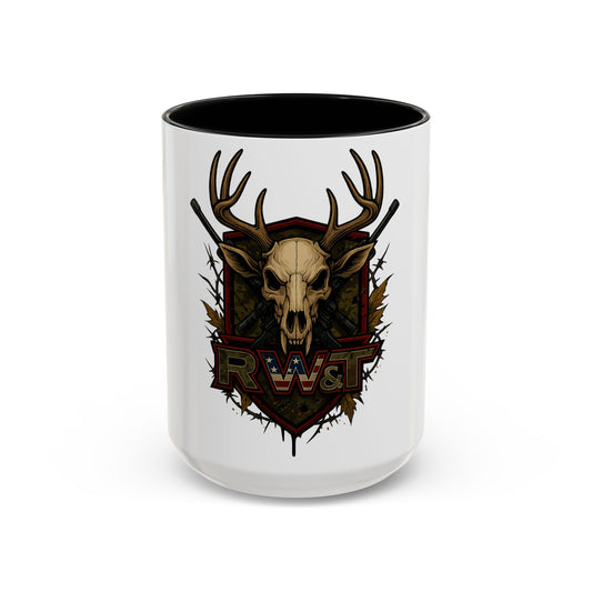🎯 “RW&T Hunting Skull – Antlers & Rifles Edition” | Hunting-Themed Coffee Mug | Outdoor Enthusiast Gift | Rustic Home Decor | 11/15oz Accent Mug | Perfect for Campers & Hunters, Holiday Gift
