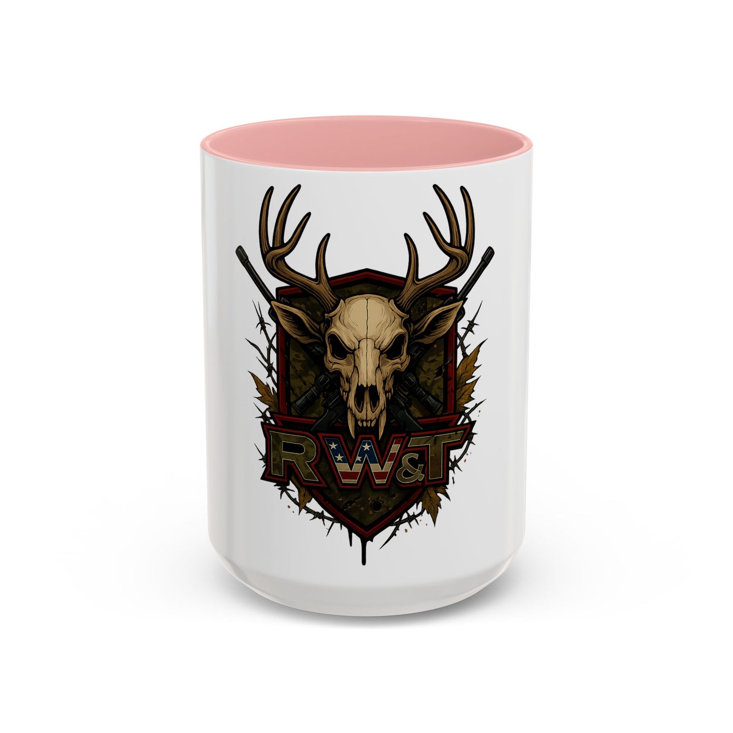 🎯 “RW&T Hunting Skull – Antlers & Rifles Edition” | Hunting-Themed Coffee Mug | Outdoor Enthusiast Gift | Rustic Home Decor | 11/15oz Accent Mug | Perfect for Campers & Hunters, Holiday Gift