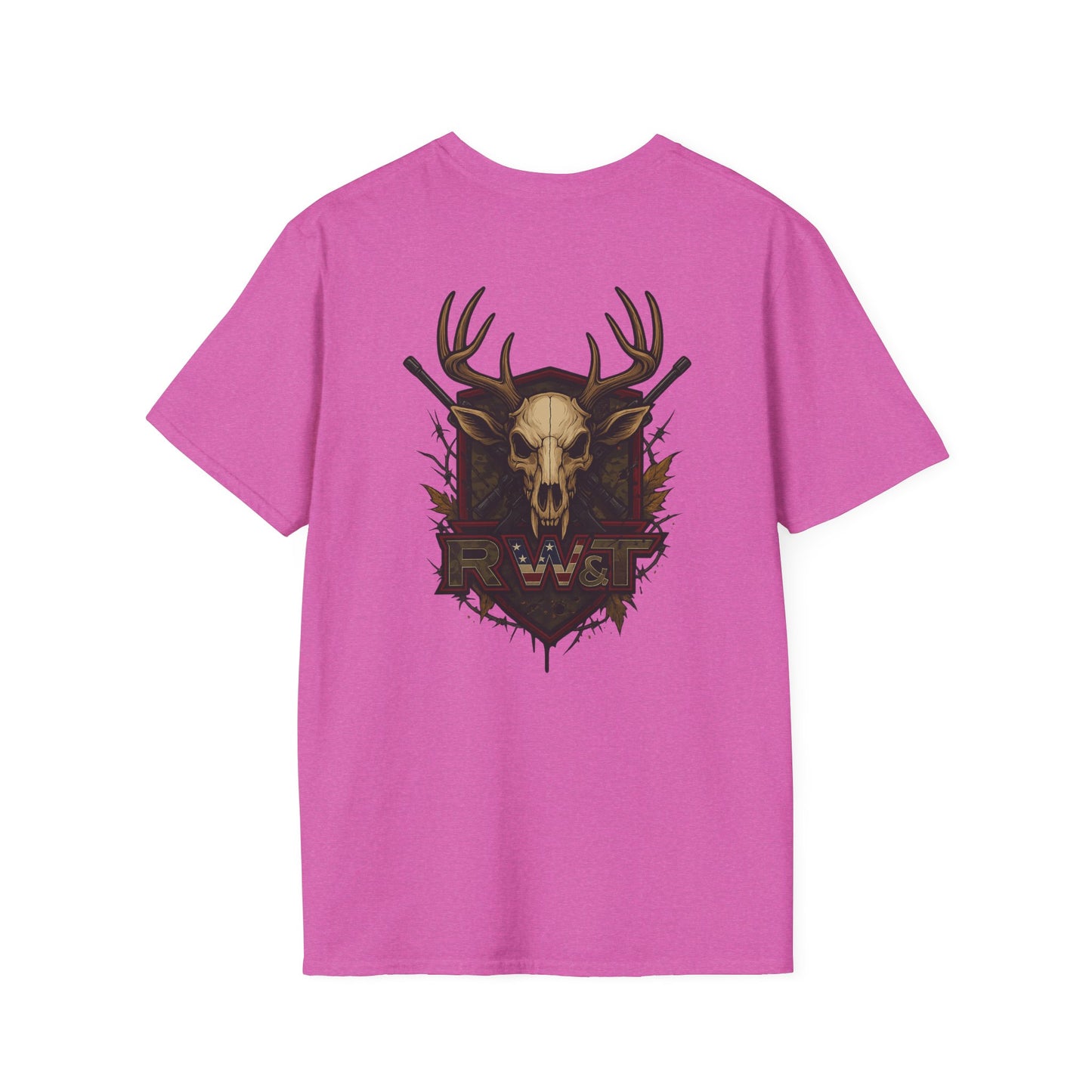 🎯 “RW&T Hunting Skull – Antlers & Rifles Edition” | Unisex Softstyle T-Shirt