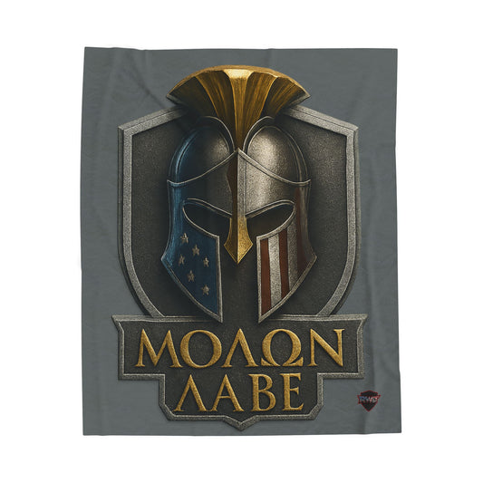 Grit & Heritage Plush Blanket - Cozy Home Decor for Patriots, Perfect for Gifts, Camping, or Movie Nights, Features 'ΜΟΛΩΝ ΛΑΒΕ' Design