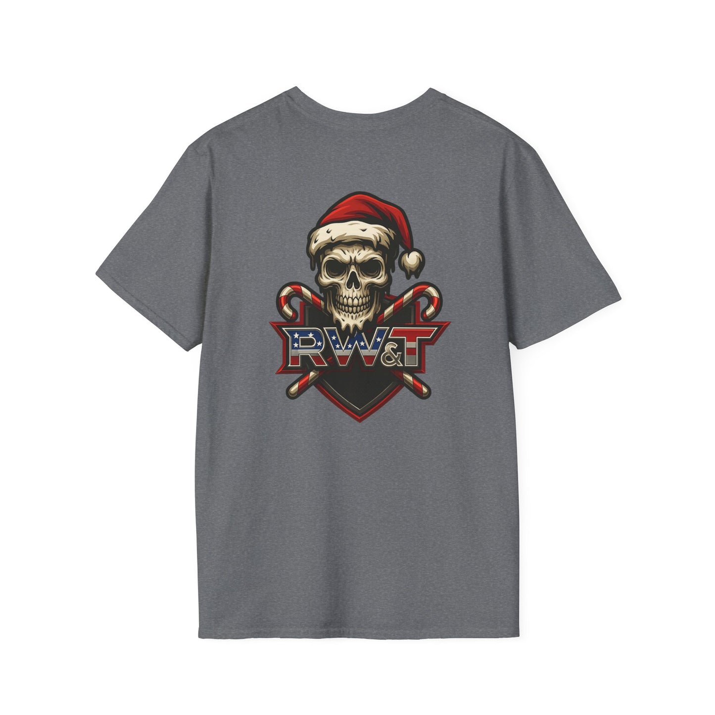 Holiday Skull Graphic T-Shirt, Unisex Softstyle Tee, Casual Wear, Gift for Halloween, Christmas Shirt, Festive Apparel