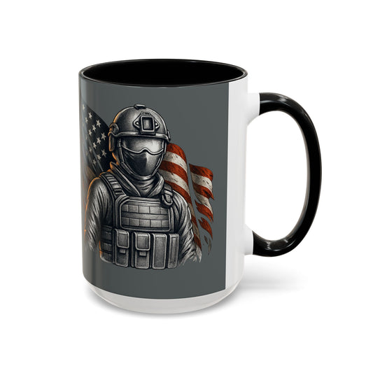 Patriotic Coffee Mug | Soldier | American Flag | 15oz